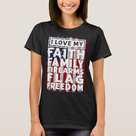 Soldier Veteran I Liebe meine Familie Feuerwaffen T-Shirt (Vorderseite)