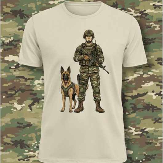 Soldier with Military Dog T-Shirt