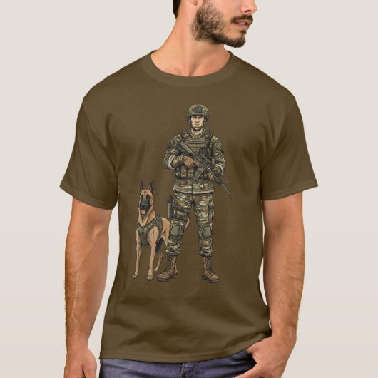 Soldier with Military Dog T-Shirt (Vorderseite)