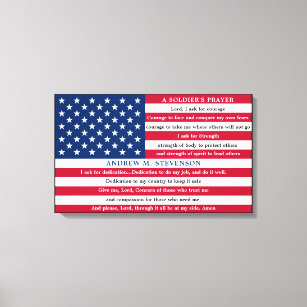 Soldiers Prayer Personalisiert amerikanische Flagg Leinwanddruck