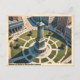 Soldiers & Sailors Monument Indiana Vintage Reisep Postkarte