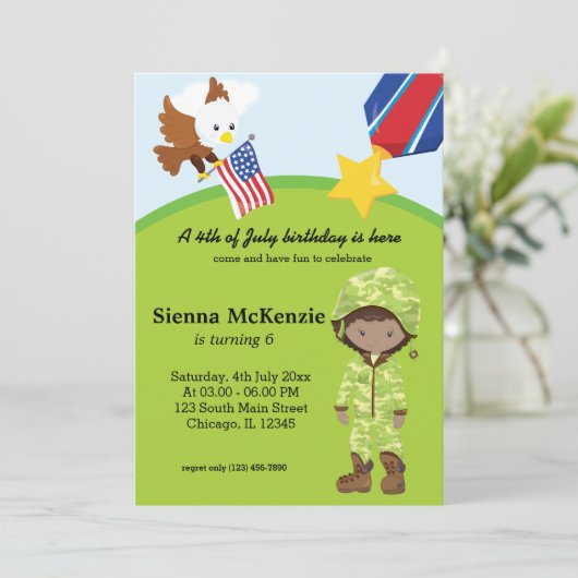 Soldlermädchen Einladung (Stehend Vorderseite)