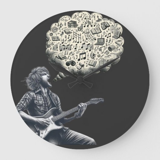 Solfeggio explodierender Gitarrenspieler Große Wanduhr (Vorderseite)