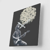 Solfeggio explodierender Gitarrenspieler Quadratische Wanduhr (Winkel)