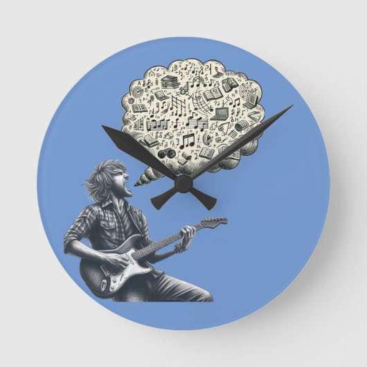 Solfeggio explodierender Gitarrenspieler Runde Wanduhr (Vorderseite)