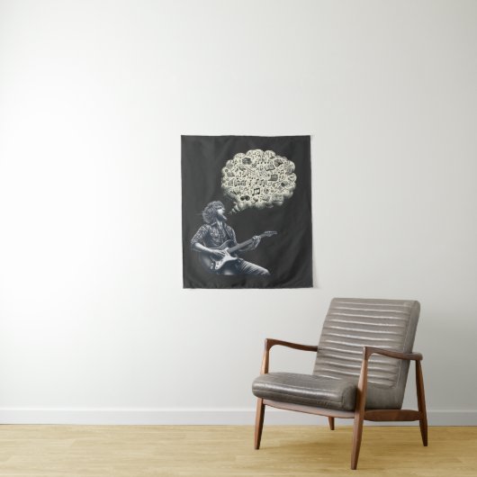 Solfeggio explodierender Gitarrenspieler Wandteppich (Beispiel)