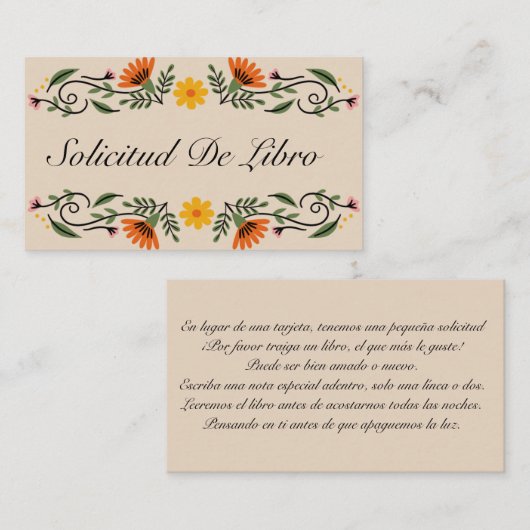 Solicitud de Libro Para Bebe, Blumenkinderdusche Begleitkarte (Vorne/Hinten)