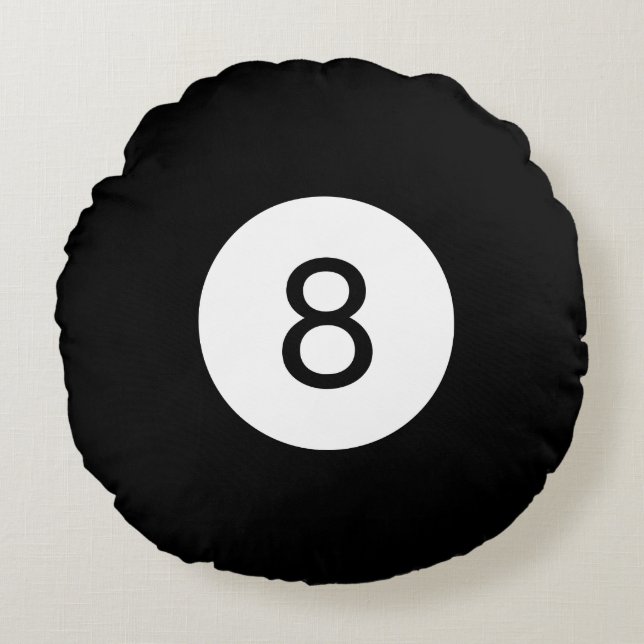 Solid and Stripe Billiard Balls #8 Sammeln alle 15 Rundes Kissen (Vorderseite)