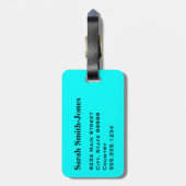 Solid Aqua Blue Gepäckanhänger (Rückseite vertikal)