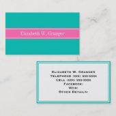Solid Aquamarin, Hot-Pink #2 Multibbon-Name Visitenkarte (Vorne/Hinten)