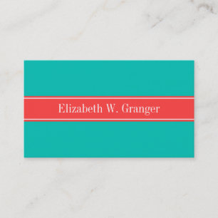 Solid Aquamarin, Korallenroter Markenname Monogram Visitenkarte