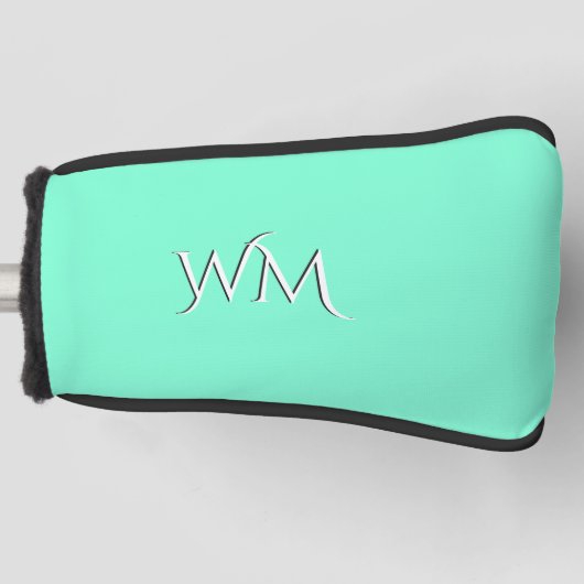 Solid Aquamarine Mit Monogramm Golf Headcover (Vorderseite)