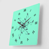 Solid Aquamarine mit römischen Zahlen Quadratische Wanduhr (Winkel)