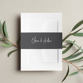 Solid Ash Black Handwriting Script Wedding Einladungsbanderole