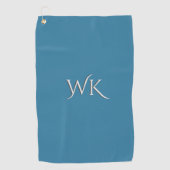 Solid Astral Blue Monogram Golfhandtuch (Vorderseite)
