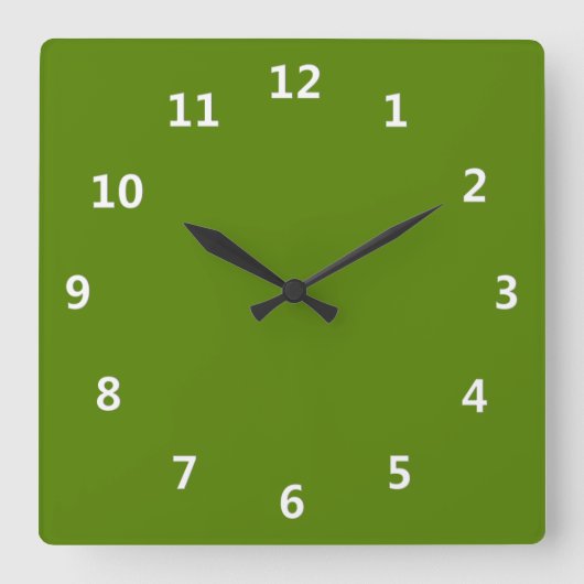 Solid Avocado Green Quadratische Wanduhr (Vorderseite)