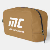 Solid Beige Monogram Name Text Einfach für ihn Waschbeutel (Rechte Ecke)