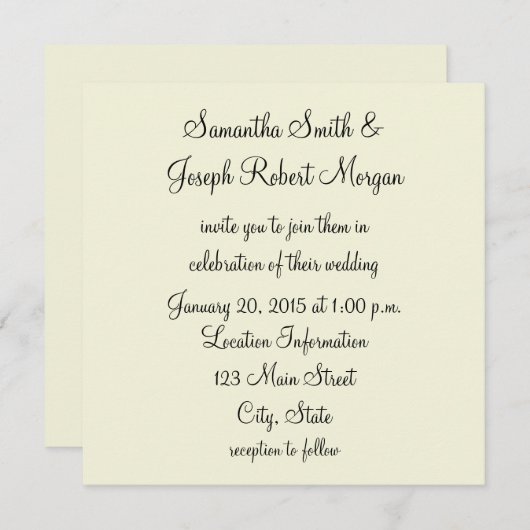 Solid Beige Wedding Einladung (Vorne/Hinten)