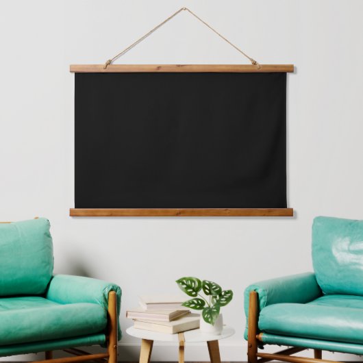 Solid Black 36"x26" Horizontal Wandteppich Mit Holzrahmen (Wohnzimmer)