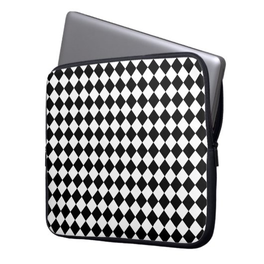 Solid Black and White Chevron Pattern Laptopschutzhülle (Vorderseite Links)
