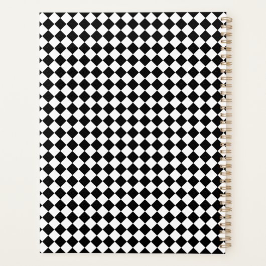 Solid Black and White Chevron Pattern Standard Planer (Rückseite)