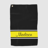 Solid Black Bright Yellow Strip Skriptname Golfhandtuch (Vorderseite)