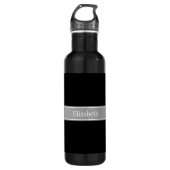 Solid Black, Dunkelgrau-Multiband-Name Trinkflasche (Vorderseite)
