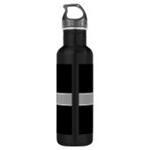 Solid Black, Dunkelgrau-Multiband-Name Trinkflasche (Rückseite)