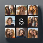 Solid Black Foto Collage Custom Monogram Fotoplatte<br><div class="desc">Für dieses Design können Sie Instagram-Fotos verwenden. Verwenden Sie 8 quadratische Foto,  um ein einzigartiges und persönliches Geschenk zu kreieren. Oder man behalte den Hipster Welpe und macht einen trendigen Sake. Wenn Sie die Bilder anpassen müssen,  klicken Sie auf das Werkzeug anpassen,  um Änderungen vorzunehmen.</div>