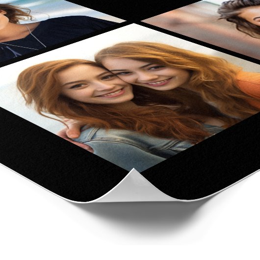 Solid Black Foto Collage Custom Monogram Poster (Ecke)