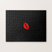 Solid Black Red Lips Lipstick Kiss schwierig Puzzle (Horizontal)