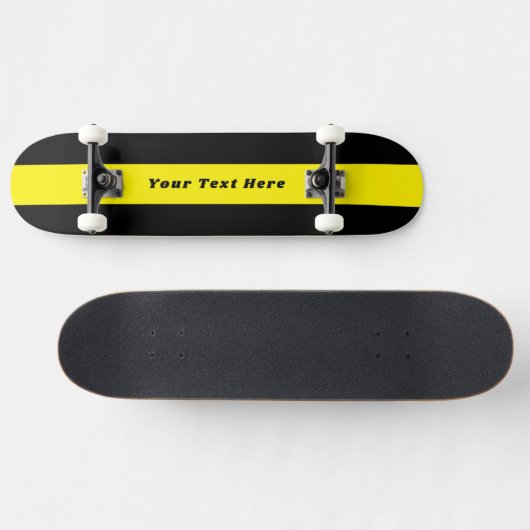 Solid Black Skateboard with Your Custom Message (Horizontal)