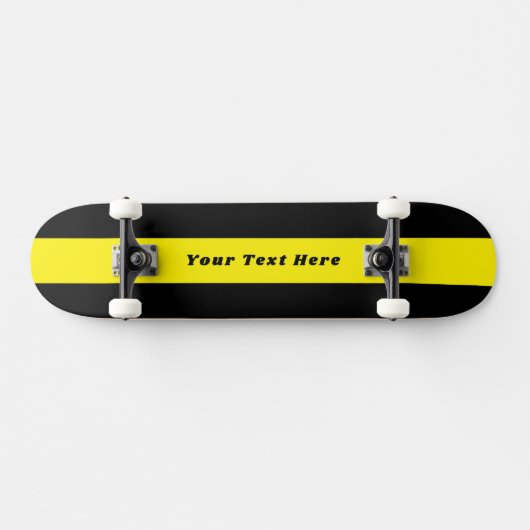 Solid Black Skateboard with Your Custom Message (Horizontal)
