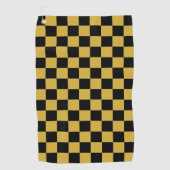 Solid Black with Metallic Gold Square Pattern Golfhandtuch (Vorderseite)