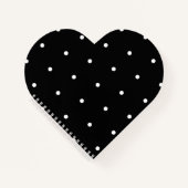 Solid Black with White Dot Style Heart Shaped Notizblock (Vorderseite)