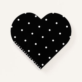 Solid Black with White Dot Style Heart Shaped Notizblock