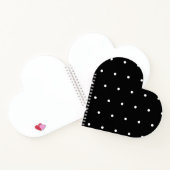 Solid Black with White Dot Style Heart Shaped Notizblock (Innenseite)