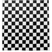 Solid Black with White Square Pattern Duschvorhang (Vorderseite)