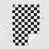 Solid Black with White Square Pattern Golfhandtuch (Insitu)