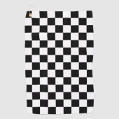 Solid Black with White Square Pattern Golfhandtuch (Vorderseite)