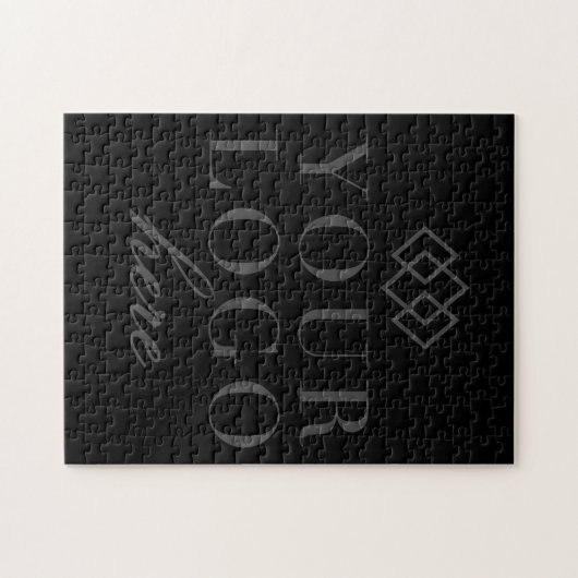 Solid Black Your Secret Message | Benutzerdefinier Puzzle (Horizontal)