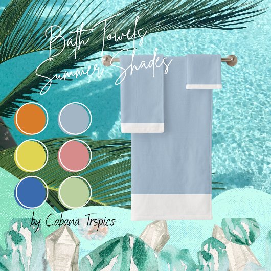 Solid, blassblau und weiß gekachelt Badetuch Set