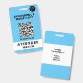 Solid Blue Conference Event Abzeichen Ausweis (Vorder- & Rückseite)
