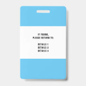 Solid Blue Conference Event Abzeichen Ausweis (Rückseite)