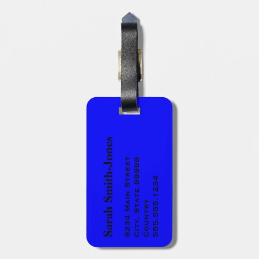 Solid Blue Gepäckanhänger (Rückseite vertikal)