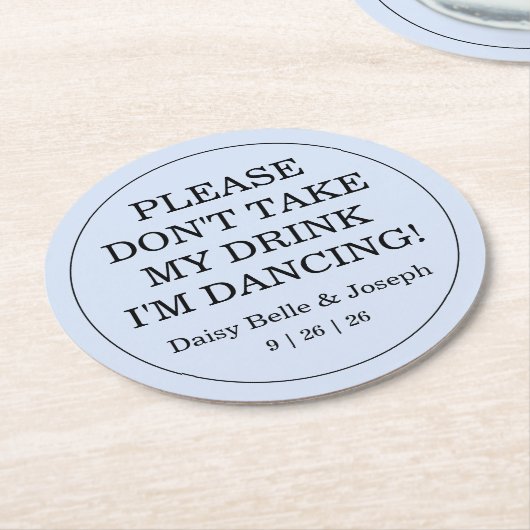 Solid Blue Wedding Runder Pappuntersetzer (Angewinkelt)