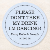 Solid Blue Wedding Runder Pappuntersetzer (Vorderseite)