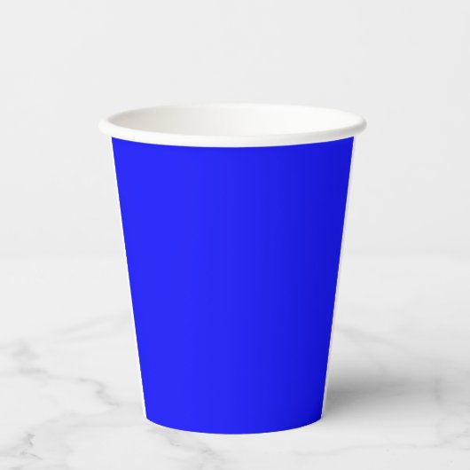 Solid Bright Blue Color Minimalistisch Schlicht Pappbecher (Vorderseite)