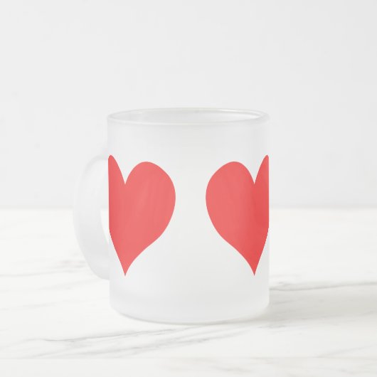 Solid Bright Red Niedlich Heart Mattglastasse (Vorderseite Links)