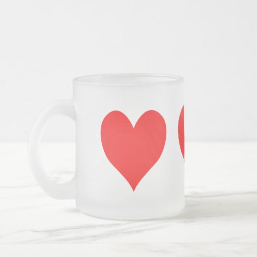 Solid Bright Red Niedlich Heart Mattglastasse (Links)